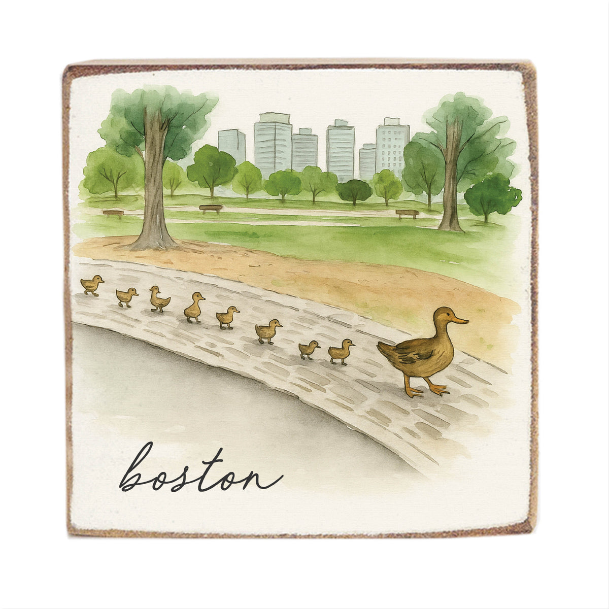 Ducklings Boston Square Block Sign