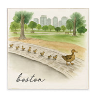 Boston Watercolor Ducklings Block Sign