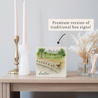 Boston Watercolor Ducklings Block Sign