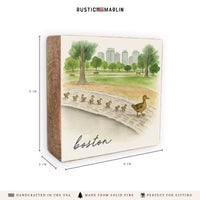 Boston Watercolor Ducklings Block Sign