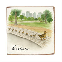 Boston Watercolor Ducklings Block Sign