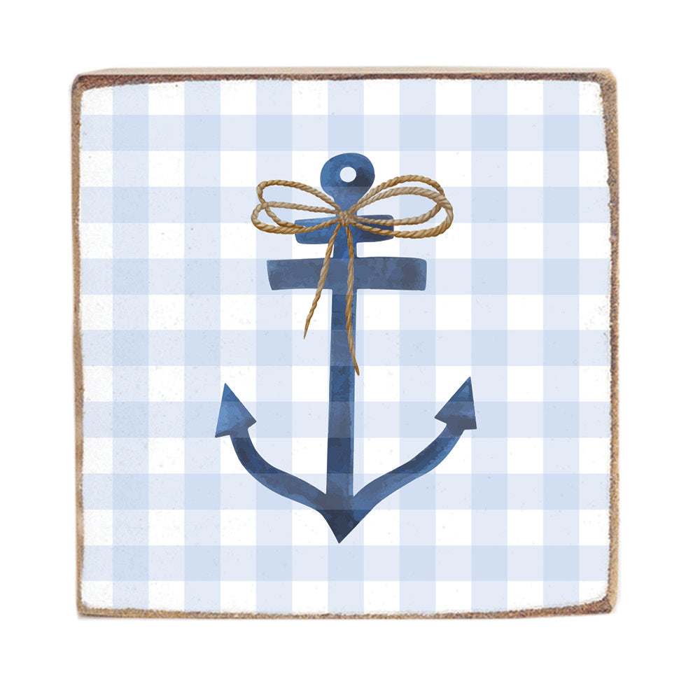 Gingham Anchor Block Sign