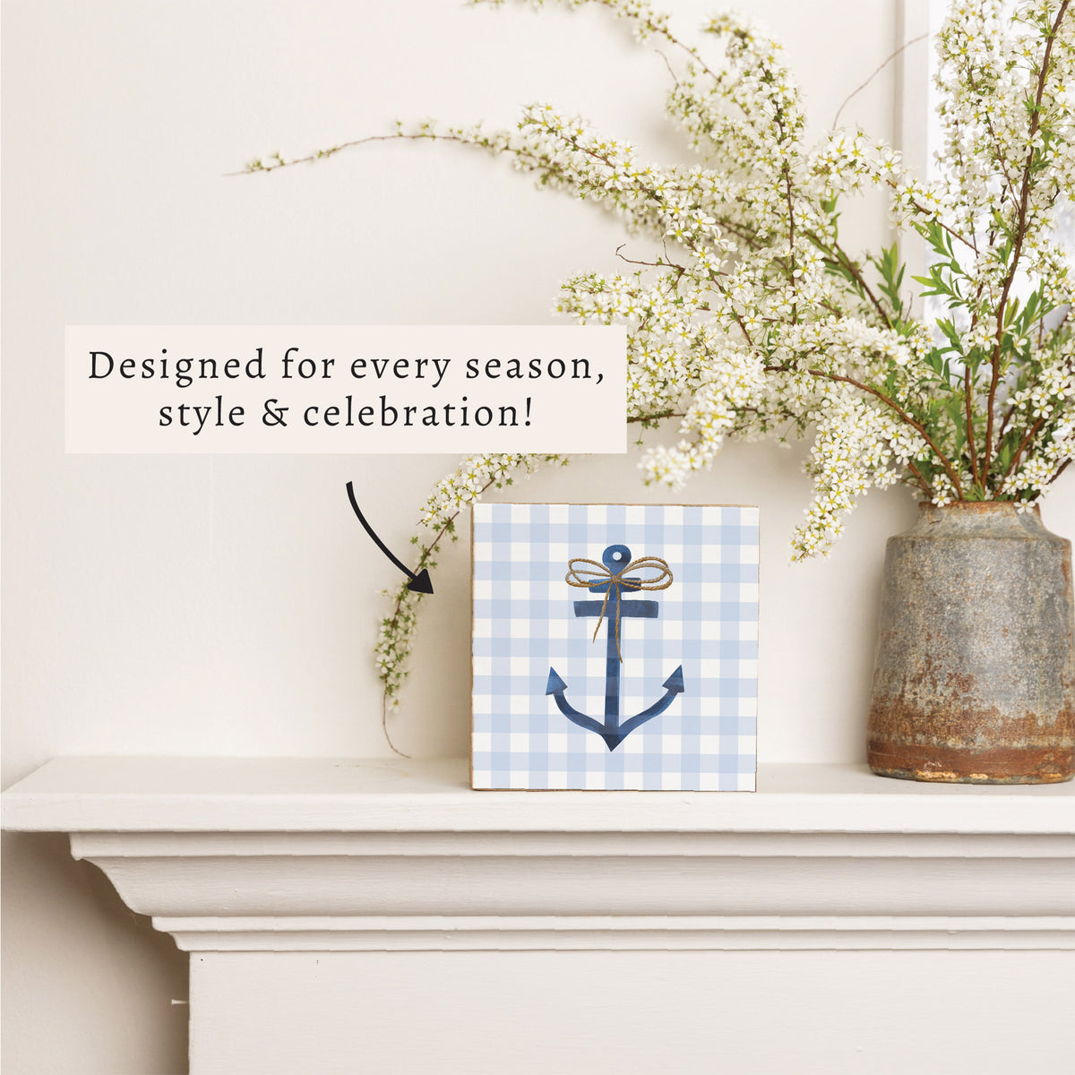 Gingham Anchor Block Sign