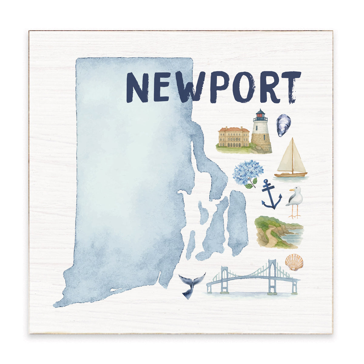 Newport Rhode Island State Icons Block Sign