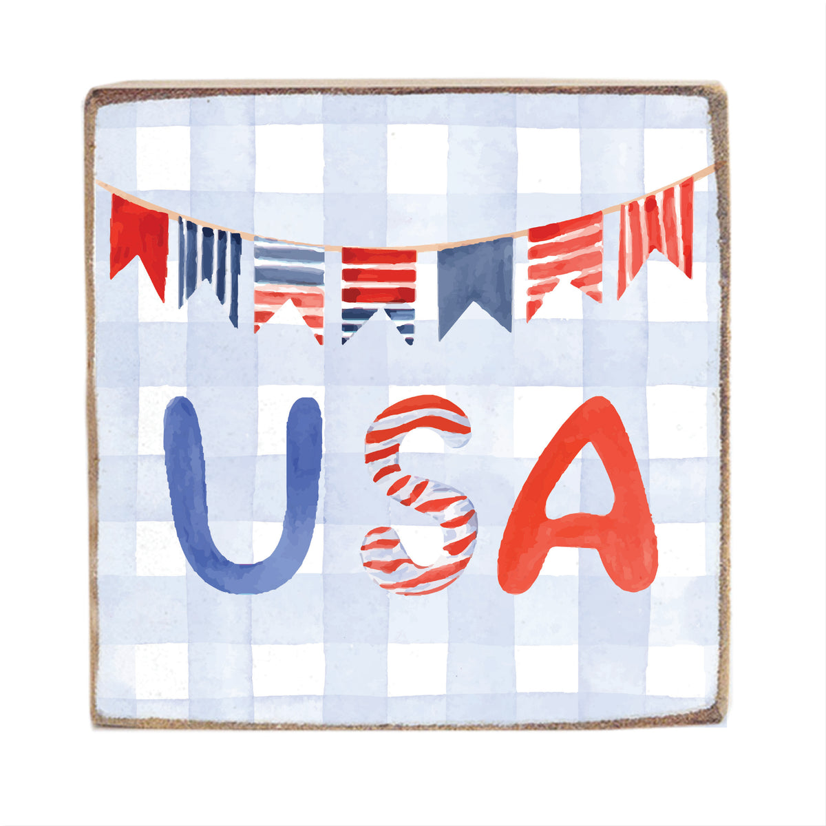 USA Gingham Block Sign