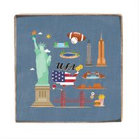 USA Famous Icons Block Sign