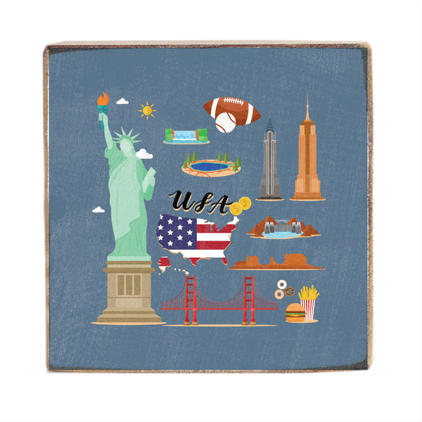 USA Famous Icons Block Sign