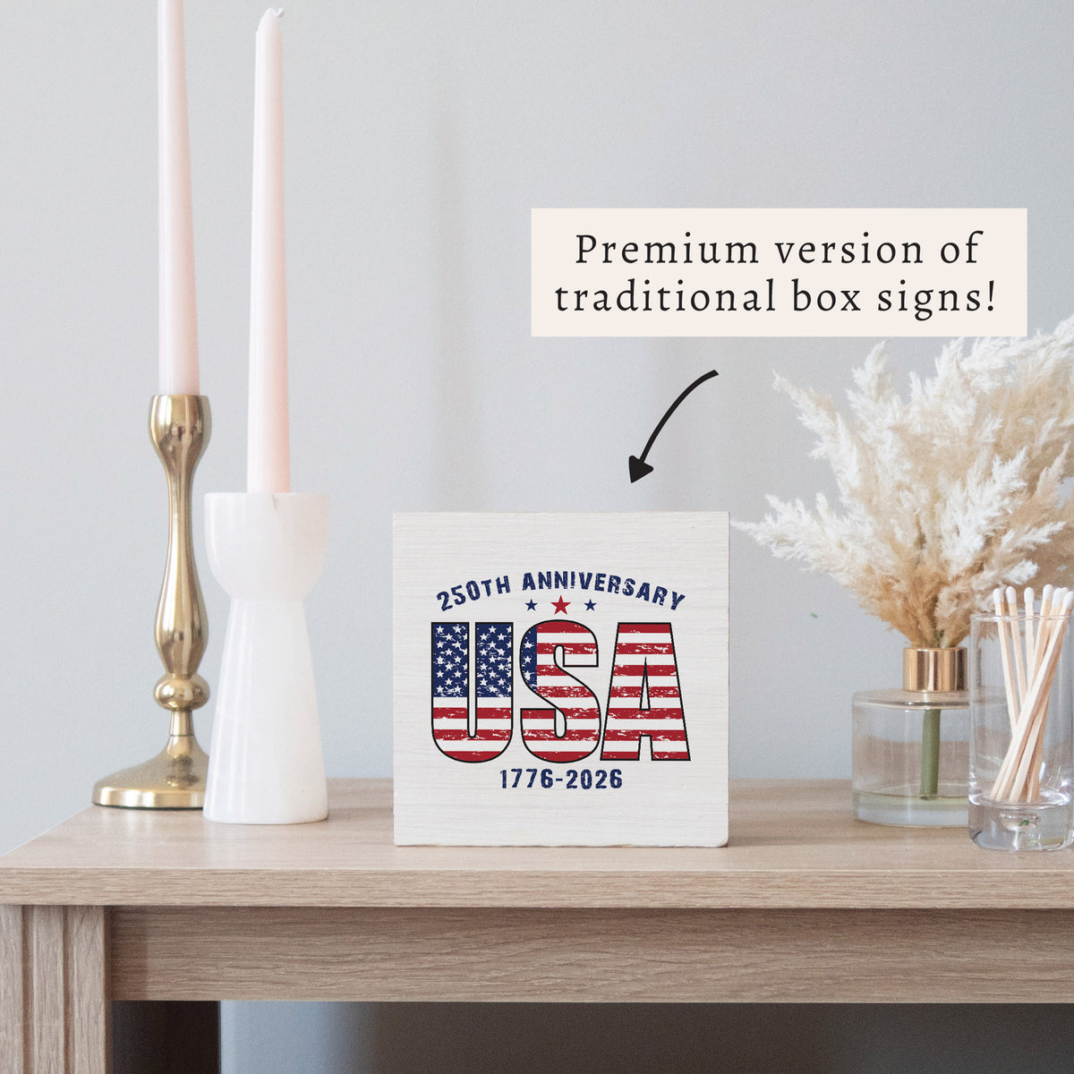USA 250th Anniversary Block Sign