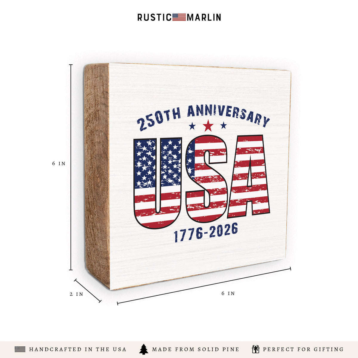 USA 250th Anniversary Block Sign
