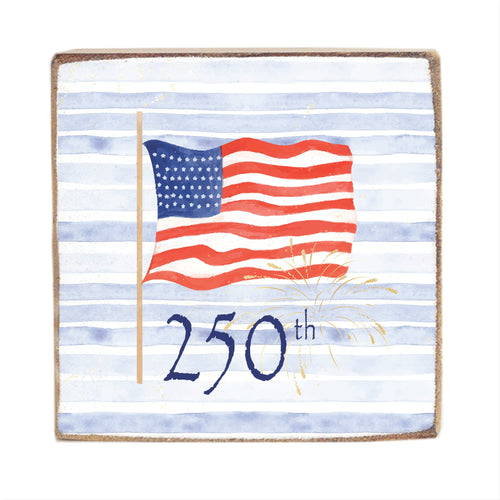 America Flag 250 Square Block Sign