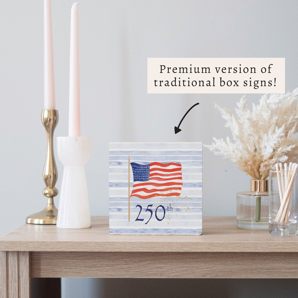 America 250 Flag Block Sign
