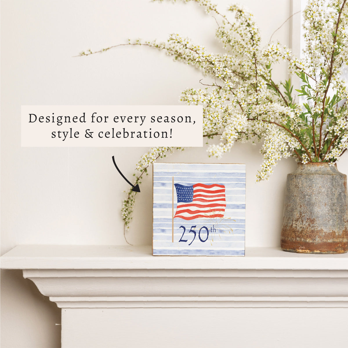 America 250 Flag Block Sign