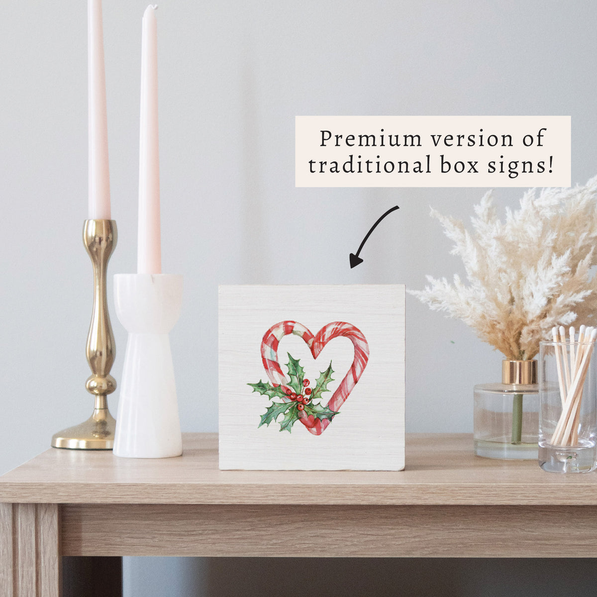 Candy Cane Heart Block Sign