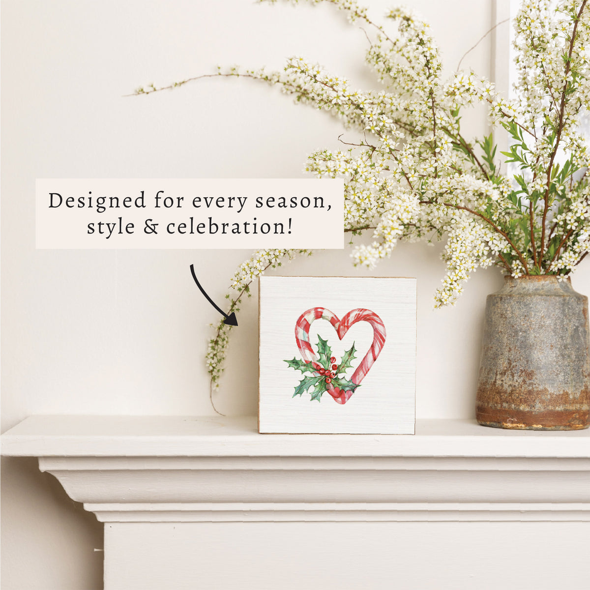 Candy Cane Heart Block Sign