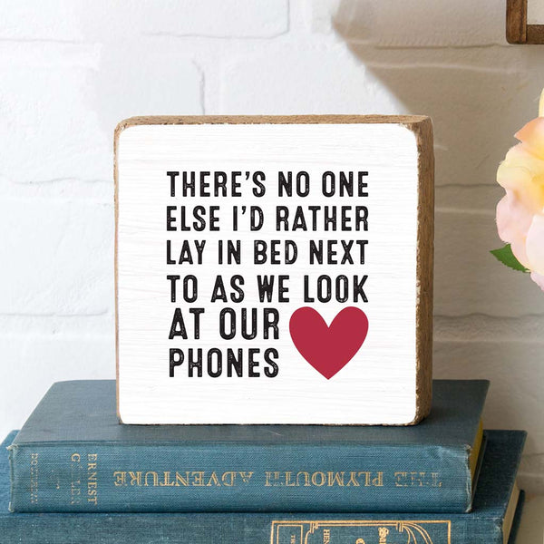 Look At Our Phones Wood Block