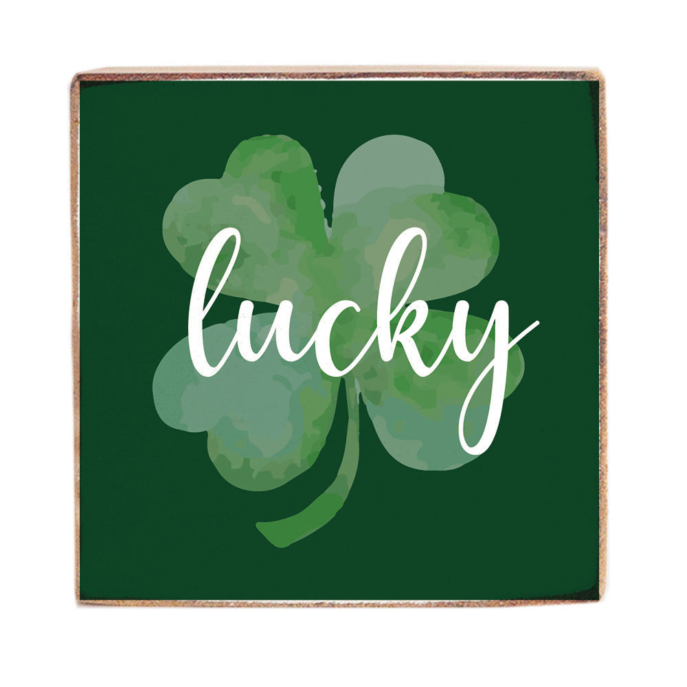 Lucky Shamrock Decorative Wooden Block
