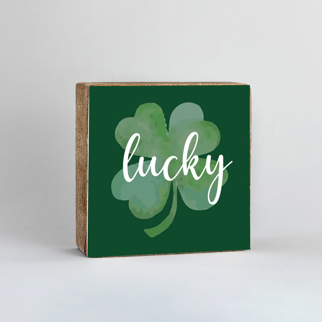 Lucky Shamrock Decorative Wooden Block