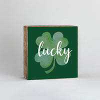 Lucky Shamrock Decorative Wooden Block