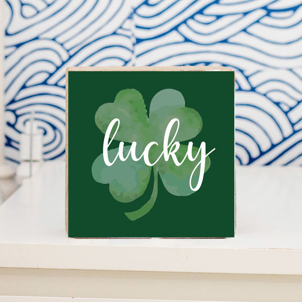 Lucky Shamrock Block Sign