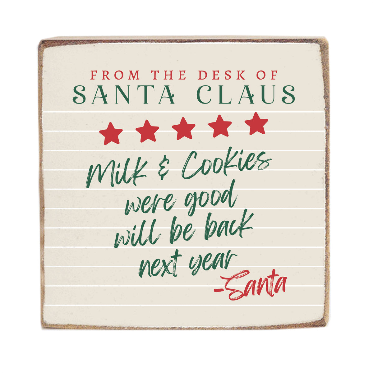Santa Claus Milk & Cookies Block Sign