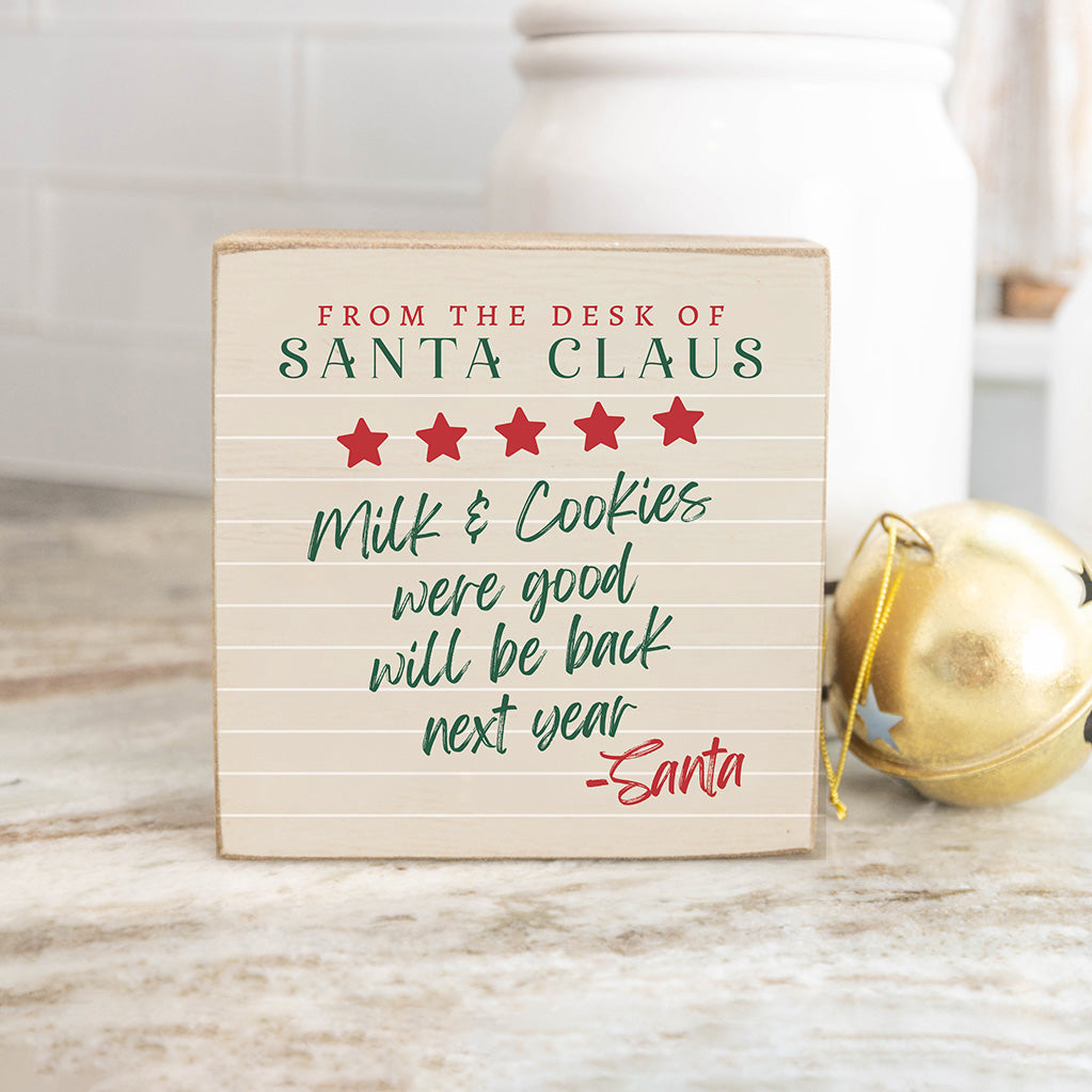 Santa Claus Milk & Cookies Block Sign