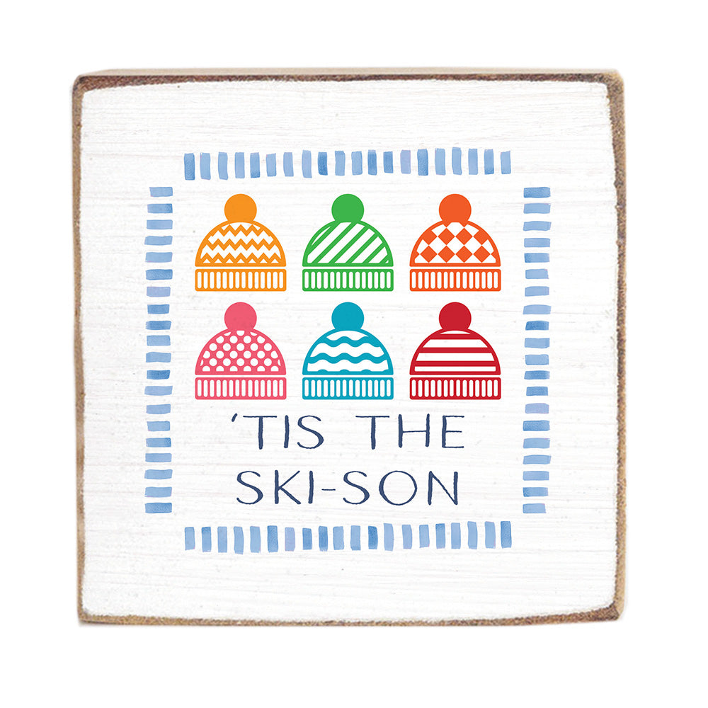 Tis The Ski Son Square Block Sign