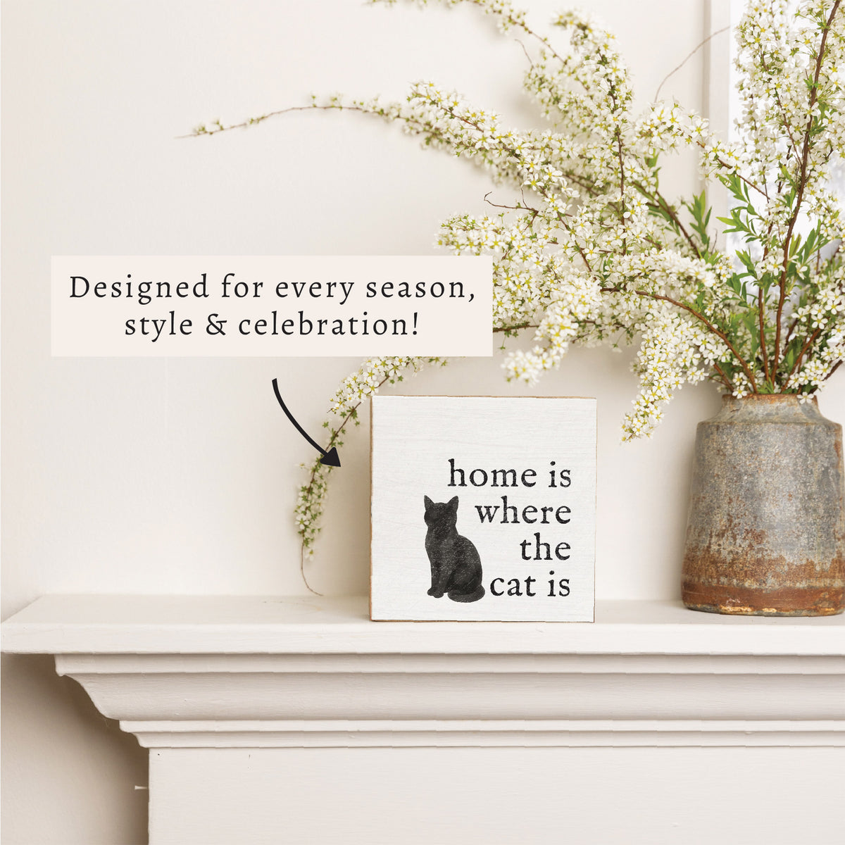 Home Is Where The Cat Is Block Sign