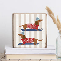 Skiing Pet Dog Square Block Sign