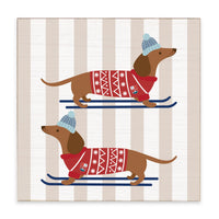 Skiing Dogs Block Sign