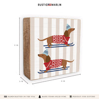 Skiing Dogs Block Sign