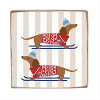 Skiing Pet Dog Square Block Sign