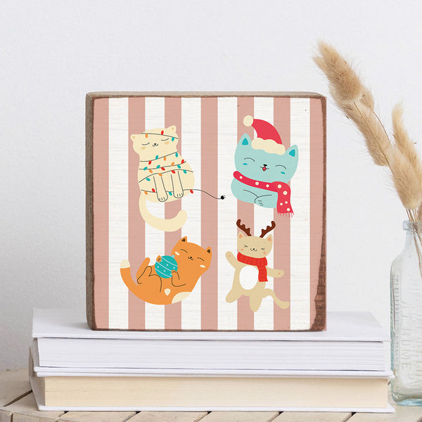 Holiday Cats Block Sign
