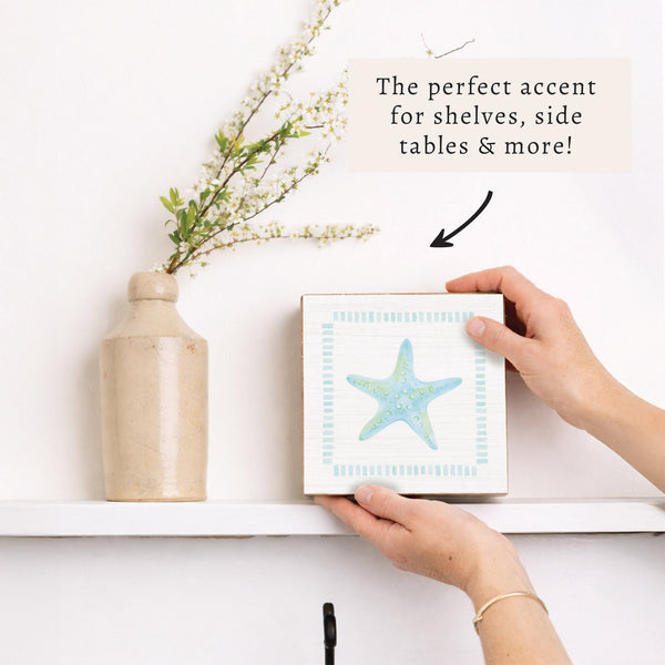 Seafoam Starfish Block Sign