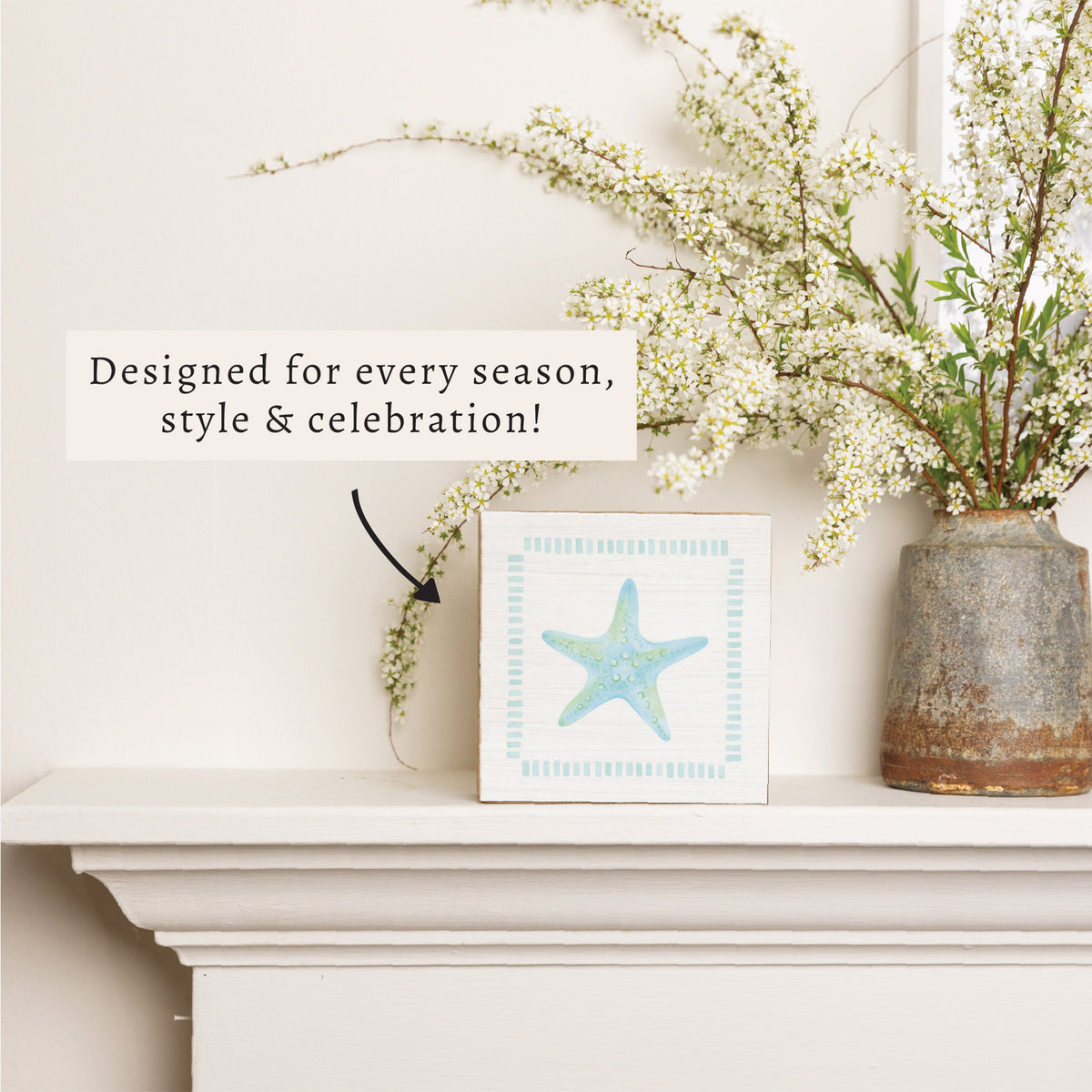 Seafoam Starfish Block Sign