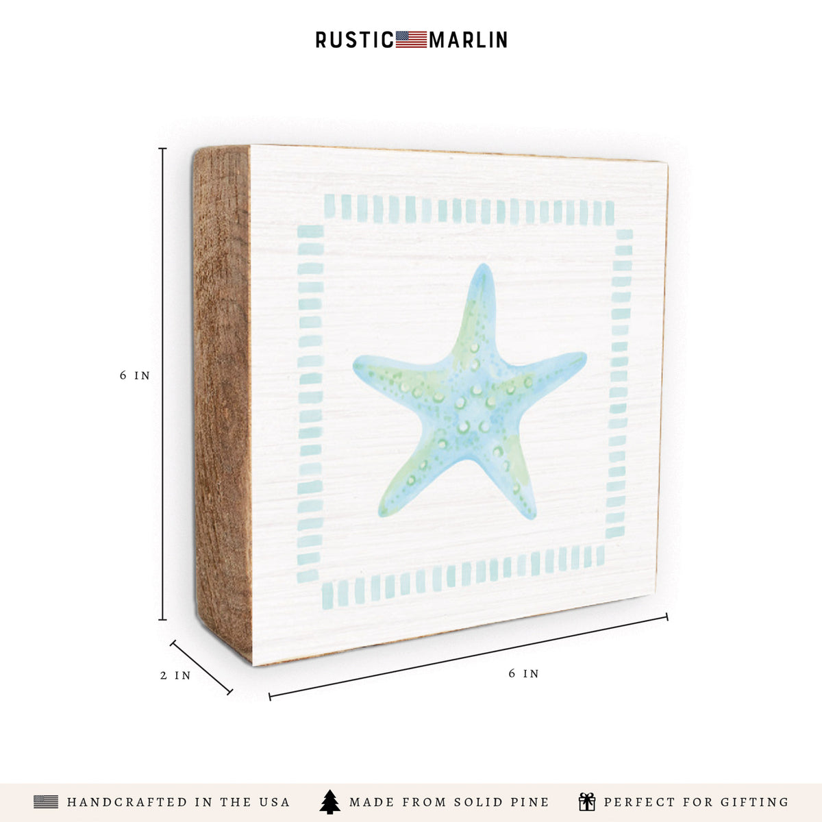 Seafoam Starfish Block Sign