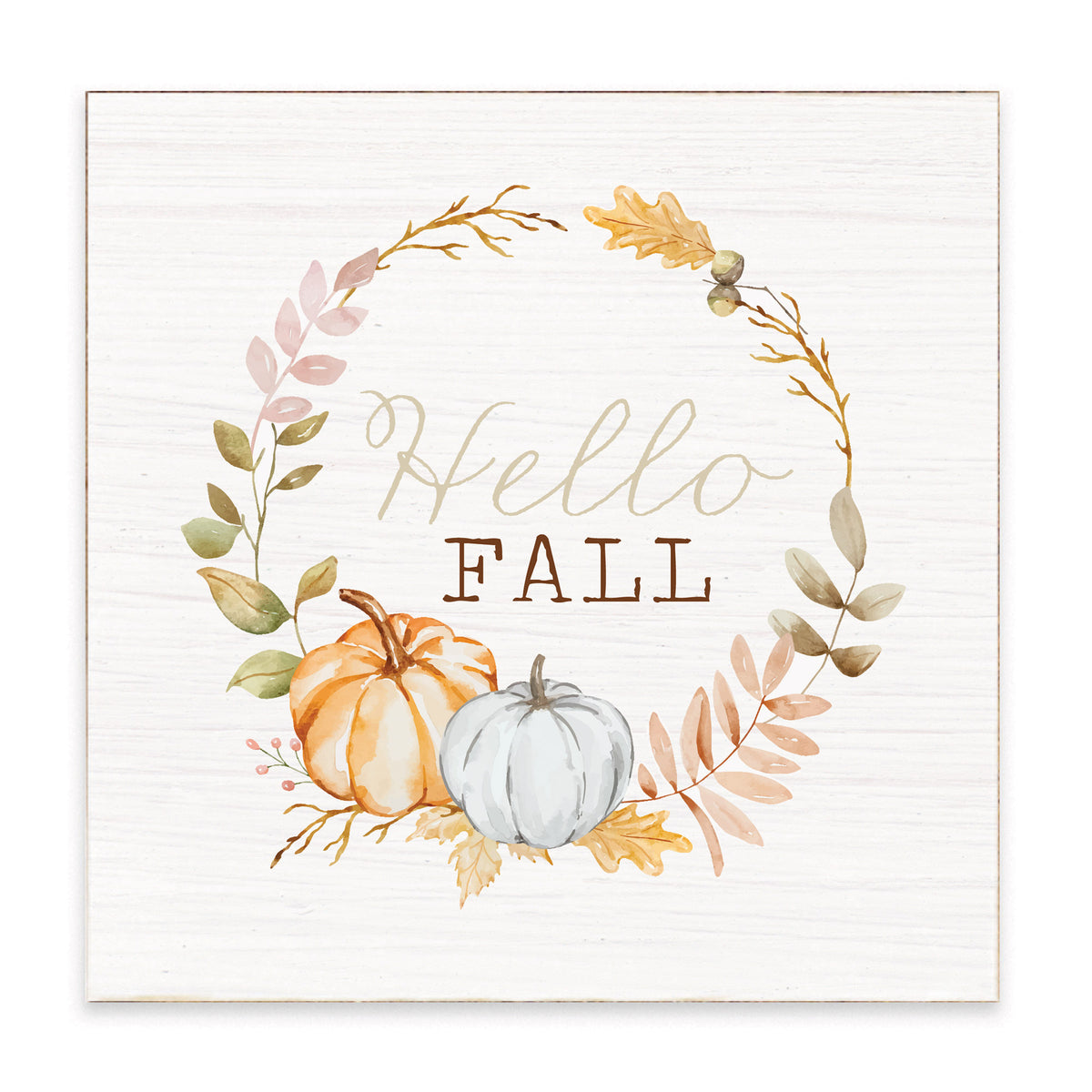 Hello Fall Pumpkin Block Sign