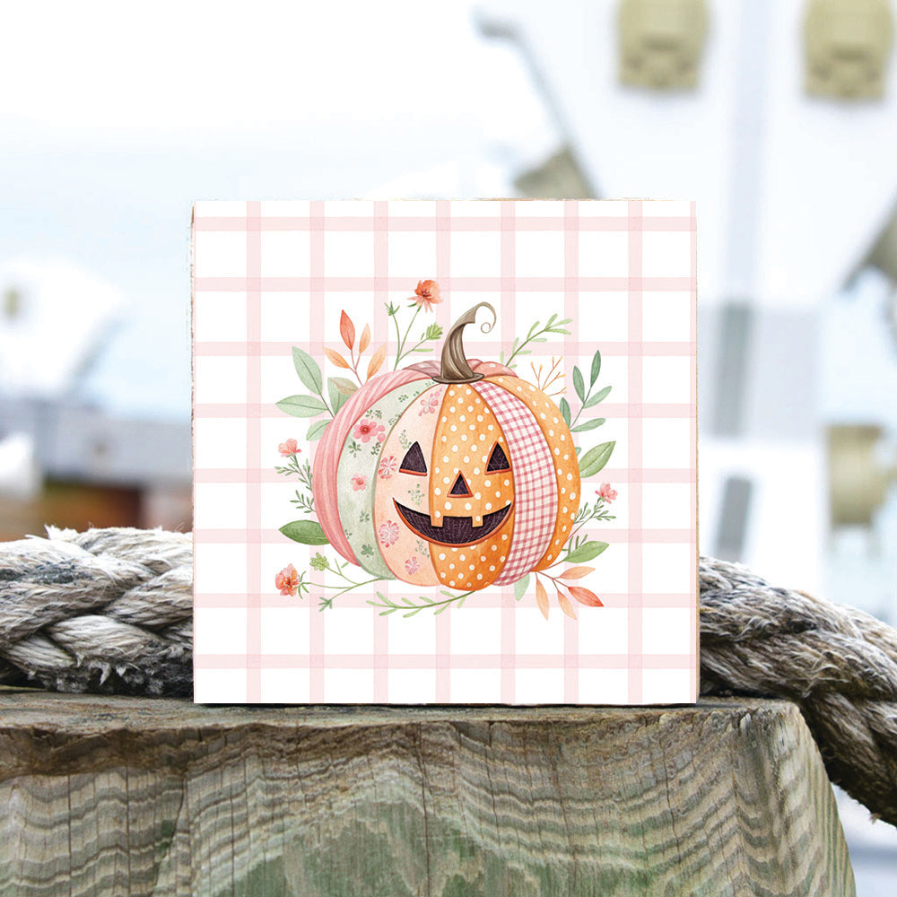 Floral Pumpkin Block Sign