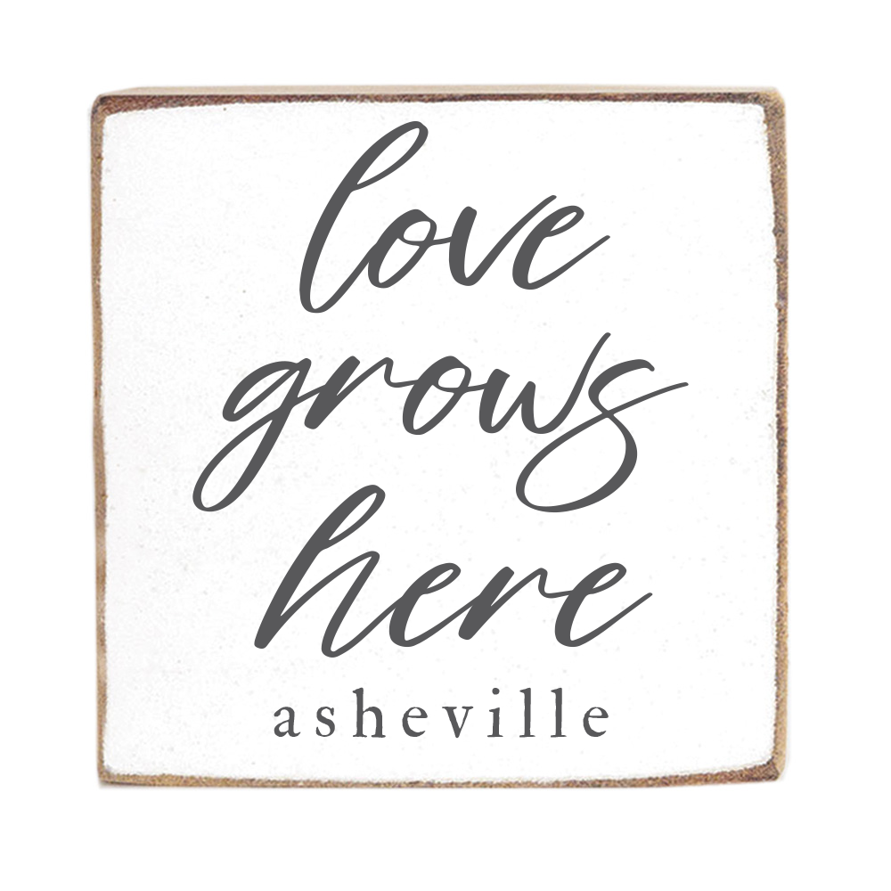Love Grows Here Personalized Block Sign