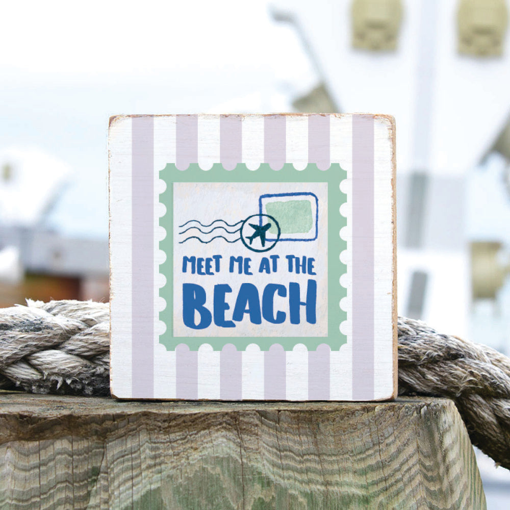 Meet Me At The Beach Stamp Block Sign