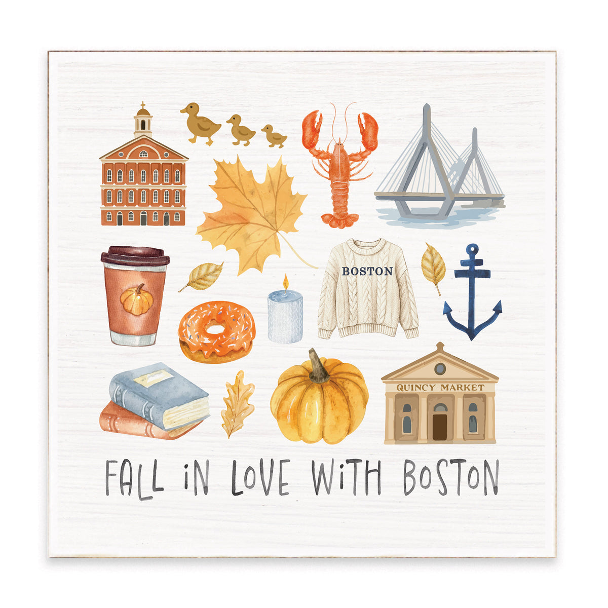 Fall In Love With Boston Block Sign