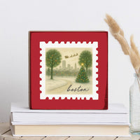 Boston Christmas Night Square Block Sign