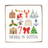 Merry In Boston Square Block Sign