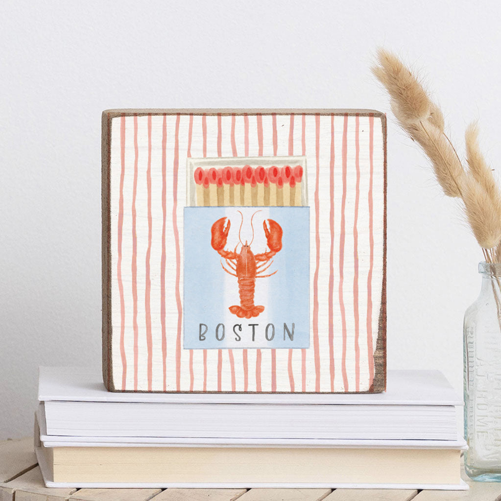 Boston Lobster Match Box Block Sign