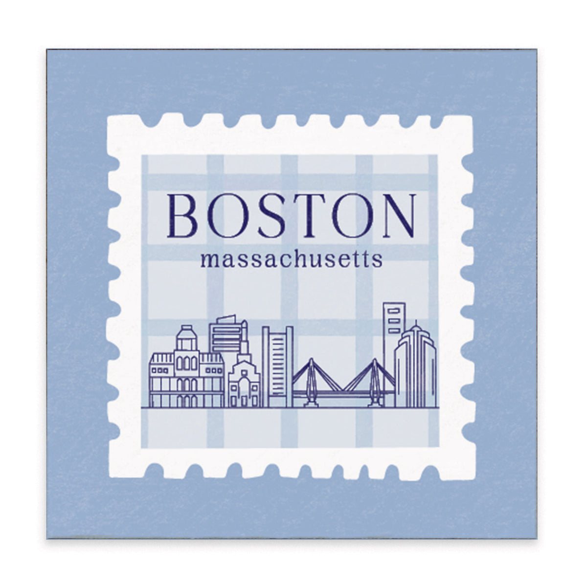 Boston Blue Stamp Block Sign
