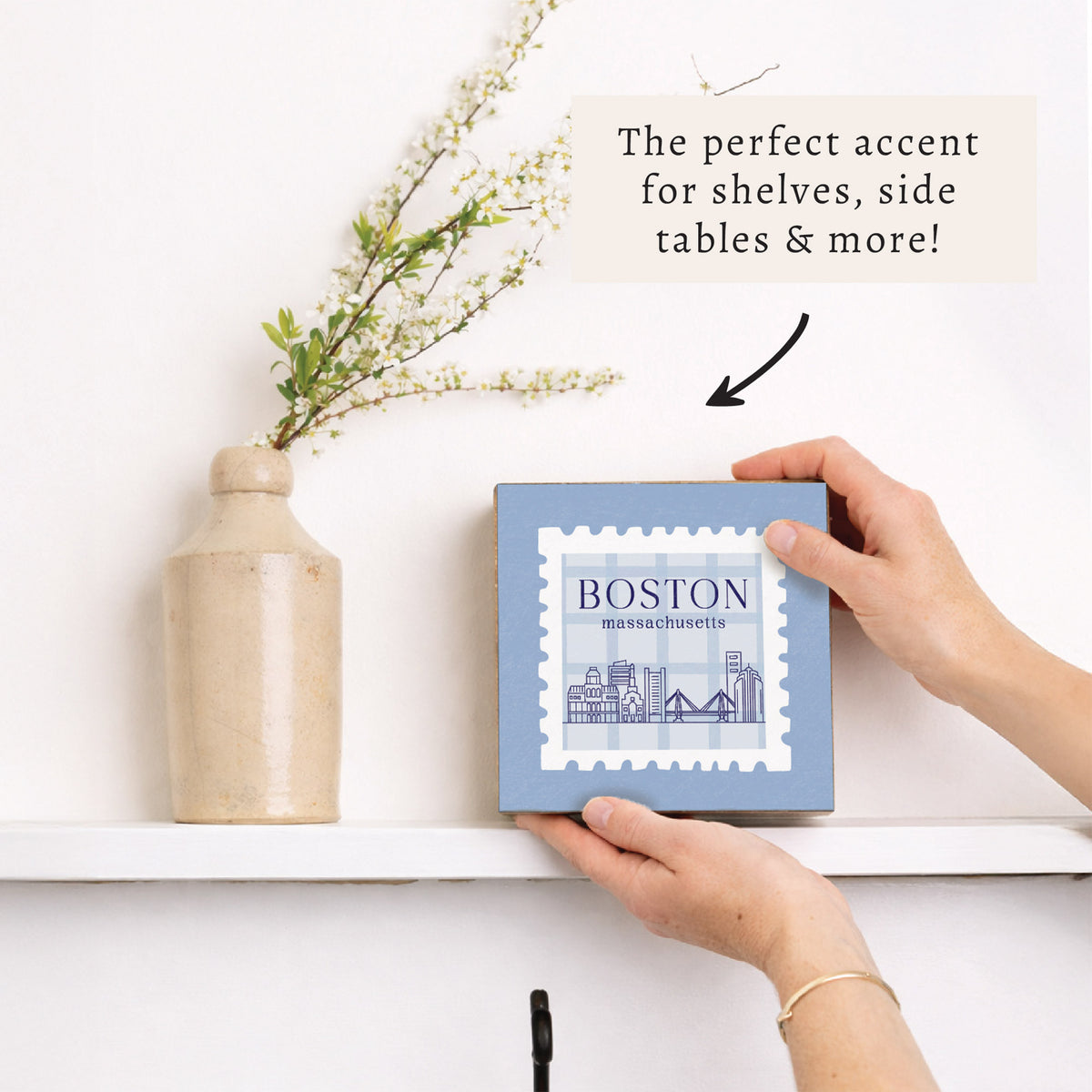 Boston Blue Stamp Block Sign