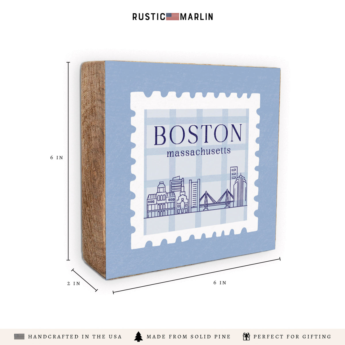 Boston Blue Stamp Block Sign