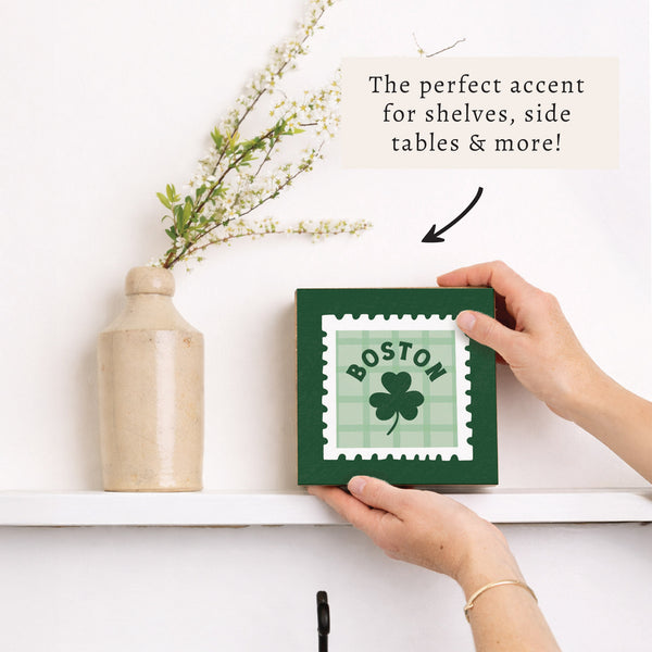 Boston Shamrock Stamp Block Sign