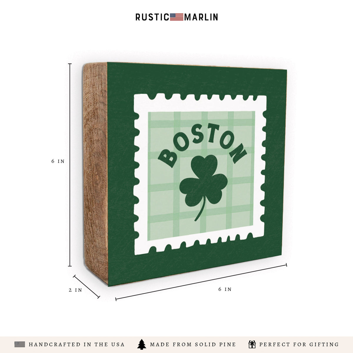 Boston Shamrock Stamp Block Sign