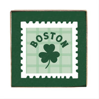 Green Boston Leave Stamp Square Block Sign