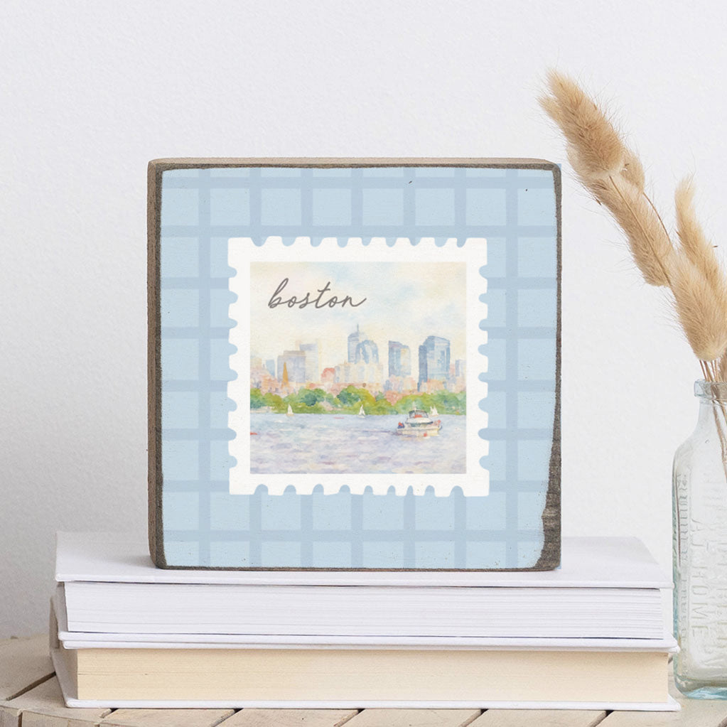 Boston City Stamp Square Block Sign